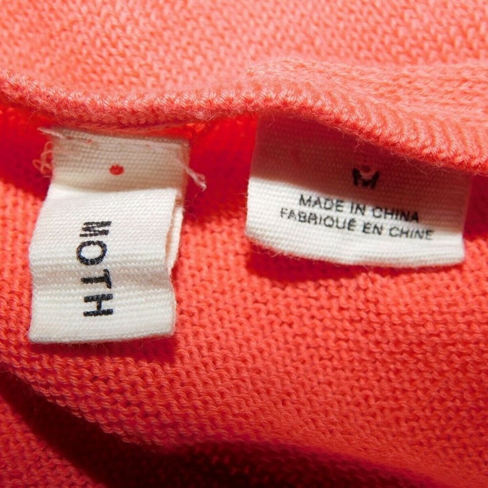 Anthropologie MOTH Orange Knit Short Flutter Sleeve Sweater Womens M - Picture 2 of 8